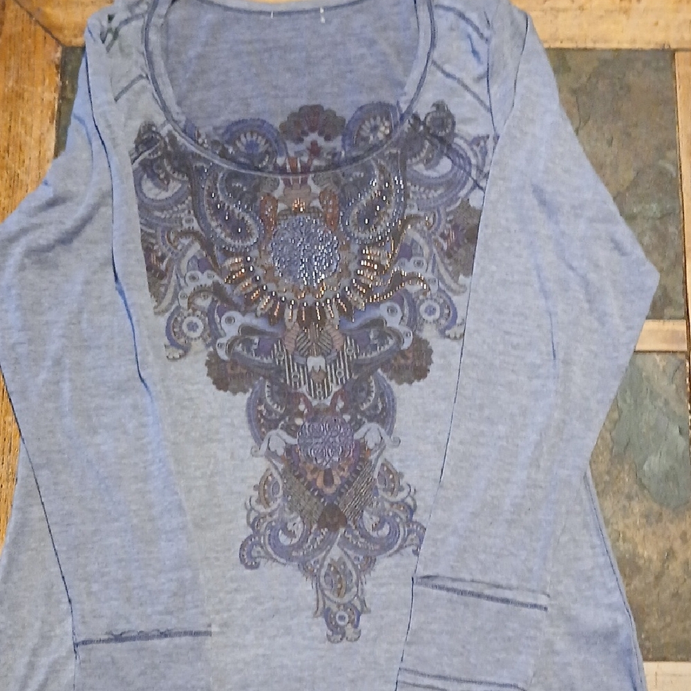 Women's Purple Paisley Long Sleeve Top